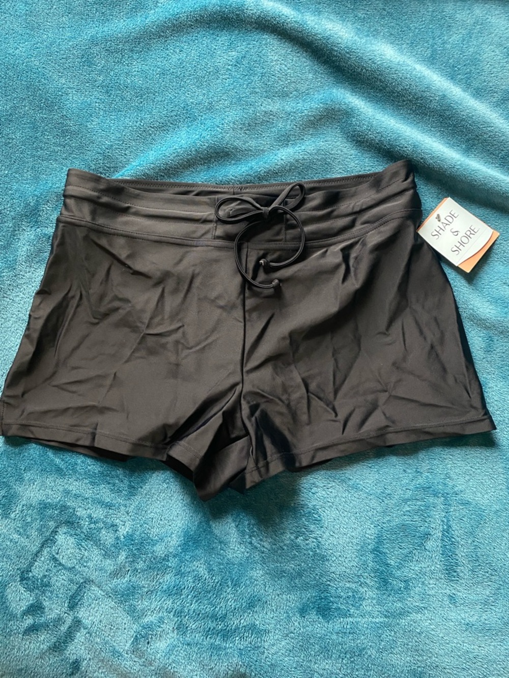 Shade & Shore Black Swim Boyshort One-Piece Bottom small waist adjustable